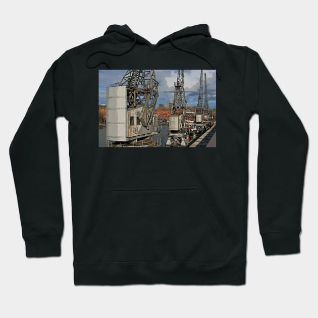 Cranes at Bristol Docks Hoodie by RedHillDigital